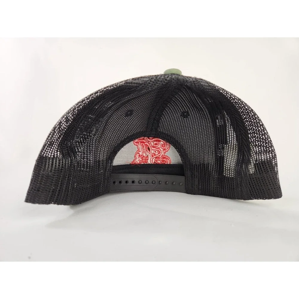 Camouflage Snapback Hat Yupoong trucker Cap Red Logo Camo Mesh